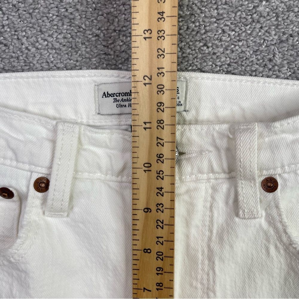 Abercrombie & Fitch Jeans Women's 26 Short White Ankle Straight High Rise Ripped - Picture 8 of 11